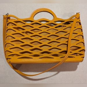 Zara Spring Summer Die Cut Purse Mustard Yellow - detachable shoulder strap VGUC